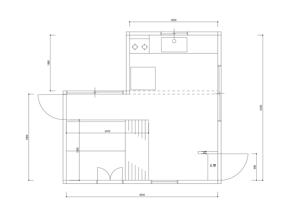小スペースでも実現、あこがれの対面キッチン　Before